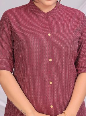 Maroon Cotton Kurta and Pant Set for Women