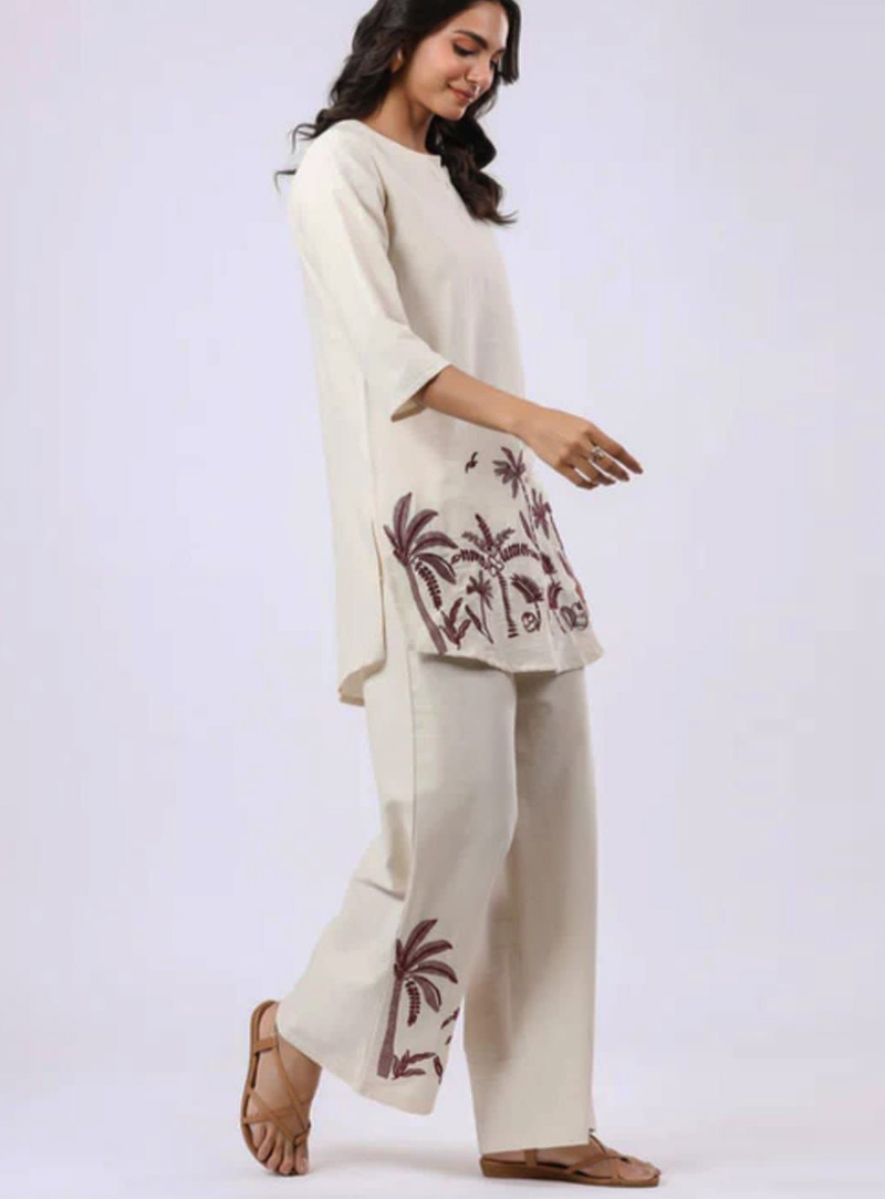 Floral Embroidered Pure Cotton Co-Ord's for Women